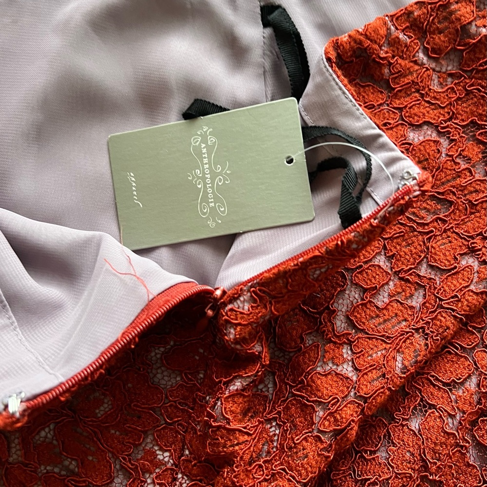 Anthropologie Moulinette Soeurs Burnt Orange | Red Lace Skirt – Size 10 – NWT - Picture 5 of 6